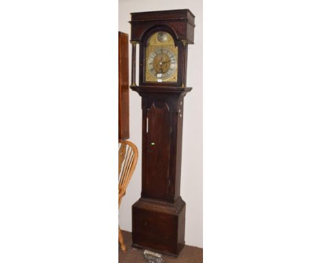 ~ An oak eight day longcase clock, dial with circular disc in the arch inscribed Jno Charlton Durham, later case