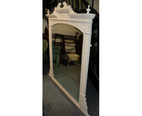 Victorian white painted over mantle mirror, 146cm by 160cm 