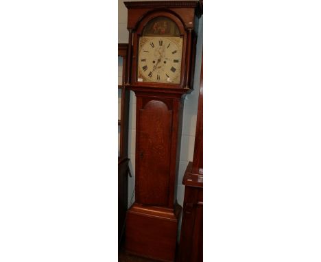 ~ An oak eight day white dial longcase clock, signed G.Divison, Wooler, circa 1800, 49cm by 25cm by 212cm high 