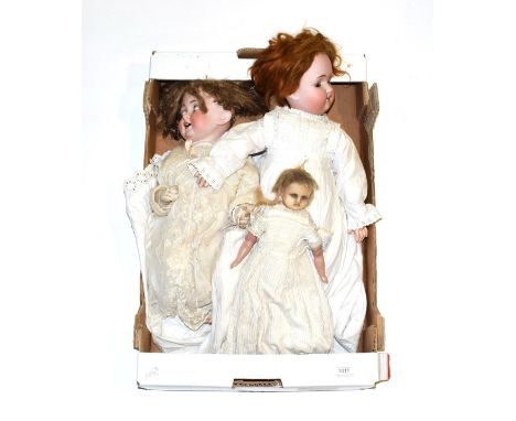 German bisque socket head doll impressed 168, sleeping brown eyes, open mouth, original wig, composition jointed body, wearin