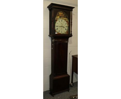 ~ A Scottish mahogany eight day white dial longcase clock, signed H.Anderson, Kincardine, later case