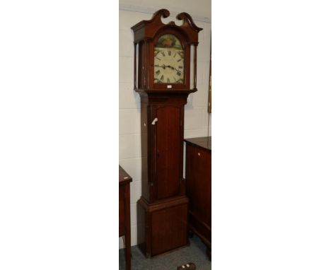~ An oak eight day white dial longcase clock, dial signed E.S,Hardemen, Canterbury, later case
