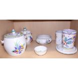 A Poole pottery biscuit jar and cover, a Carter Stabler Adams pot-pourri jar and cover, a 1930s
