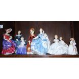 Nine Royal Doulton bone china ladies, "Julia", "Carole", "Heather", "Hillary", "Fragrance" and "