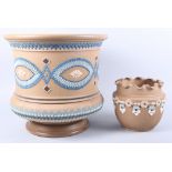 A 19th century Doulton silicon ware jardiniere with three-colour sprig decoration, 18" high, and