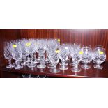 A cut glass part table service, including wines, sherries and brandies