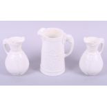 Three late 19th century Worcester "Ivory" vase jugs with elephant head handles
