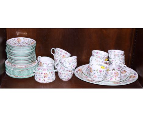 A Minton bone china "Haddon Hall" pattern part tea service for twelve