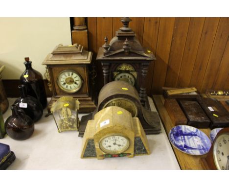 Five various mantel clocks in need of restoration