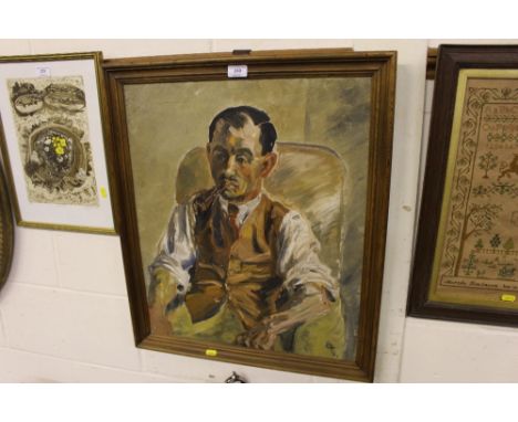 Victorian Davidson, oil on canvas portrait study of a seated gentleman smoking a pipe 