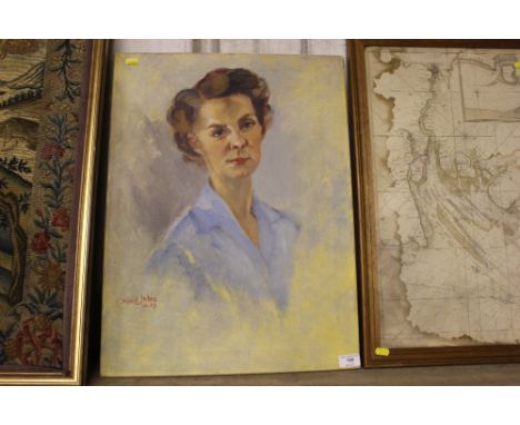 Mavis Johns, oil on canvas portrait study of a lady