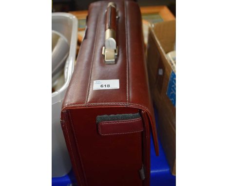A Tergan burgundy leather briefcase