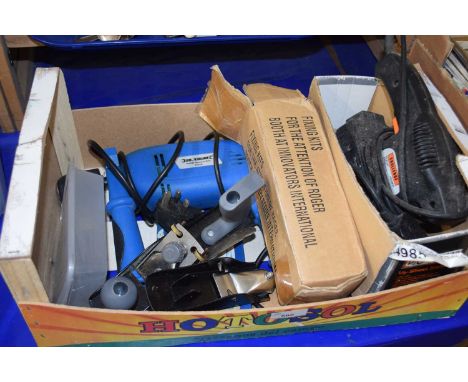 A Challenge sander, a hammer drill and other assorted tools