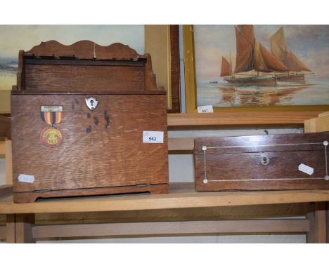 A pipe rack and mother of pearl inlaid sewing box