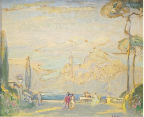 Joseph Alfred Terry RBA (1872-1939) Italianate View Signed, oil on board, 21.5cm by 25.5cm  Provenance: T.B and R Jordan, Yor