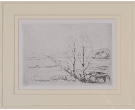After Edvard Munch (1863-1944) Norwegian  ''Norwegian Landscape'' Black and white etching, 10cm by 14.5cm