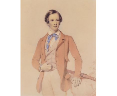 Kenneth Macleay RSA (1802-1878) Portrait of young sportsman with a gun by his side Signed and dated 1848, pencil and watercol