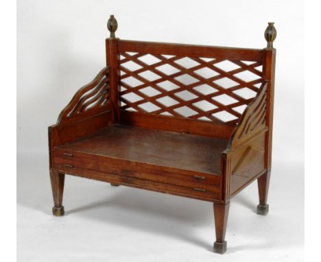 A Baltic day/sofa bed, circa 1800, in the form of a sofa/bench, with ebonised banding, the seat folding out to form a support