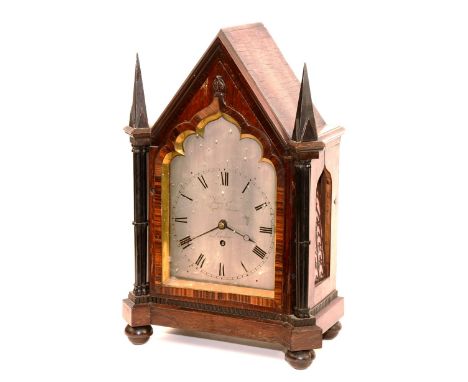 A George IV rosewood bracket clock, by Viner & Co, Royal Exchange, London, circa 1830, with single fusee movement, silvered d