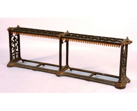 A Victorian iron stick stand circa 1880, with pierced top, 60cm high x 179cm wide x 25cm deep CONDITION REPORT: Lot 217 - no 