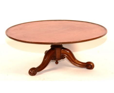 A Victorian mahogany lazy suzan, the revolving circular top raised on scroll tripod supports, 23cm high x 61cm wide CONDITION