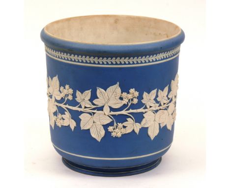 A Wedgwood Jasperware planter, decorated with floral banding, 26cm high CONDITION REPORT: Lot 86 - minor stains and marks, mi