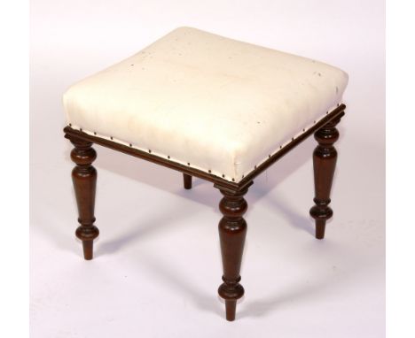 A Victorian mahogany dressing stool, with later upholstered top, 41cm high