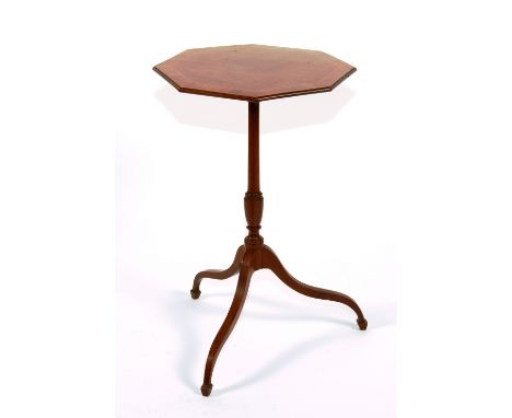 A George III mahogany tripod table, circa 1780, with octagonal top, raised on tripod base, 71cm high x 47cm wide CONDITION RE