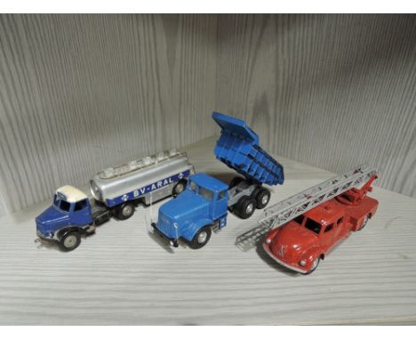 Three Marklin diecast wagons, Fire Engine, Dumper and Arial Fire Tender