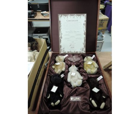 A modern limited edition Steiff Baby Bears Set 1989-1993, all with gold buttons and white tag 01089/1847, with certificate an