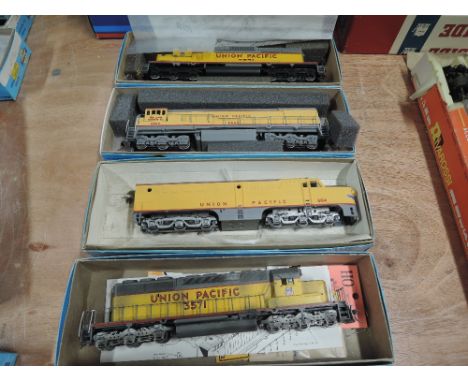 Four Athearn HO scale American brass Union pacific locomotives, 3571 x2, 604 &amp; 2805, all boxed