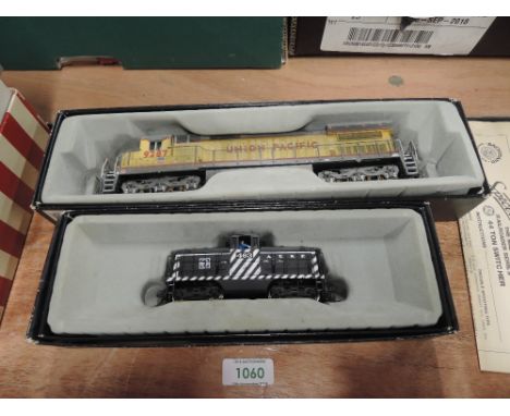 Two Bachmann Spectrum HO scale American brass locomotives, ATSF 463 and Union Pacific 9287, both boxed