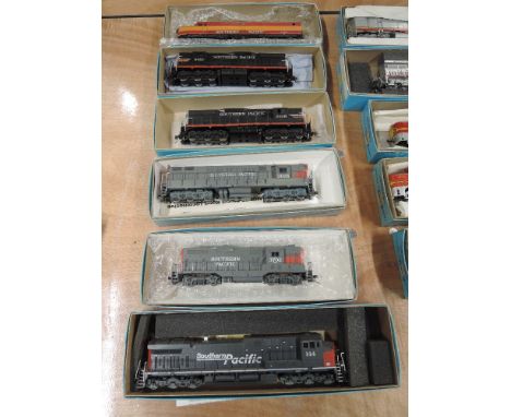 Six Athearn HO scale American brass Southern Pacific locomotives, 144, 3702, 3035, 5456, 5459 &amp; 6009,  all boxed