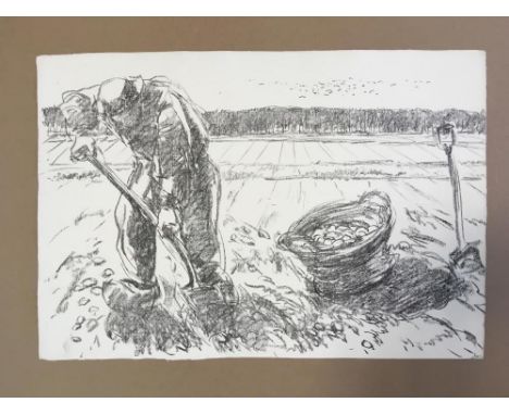 Harry Becker (British, 1865-1928) Digging potatoes lithograph, unframed 39 x 56cm (15 x 22in) Provenance: From the collection