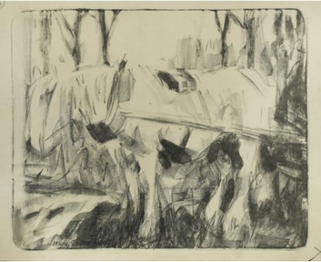Harry Becker (British, 1865-1928) Studies of a grey heavy horse in harness lithograph, various sizes, unframed (2) Provenance