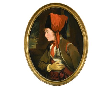 After John Hoppner, RA (British, 1758-1810) Portrait of Mrs Dorothea Jordan (1761-1816) as "Viola" in Twelfth Night oil on pa