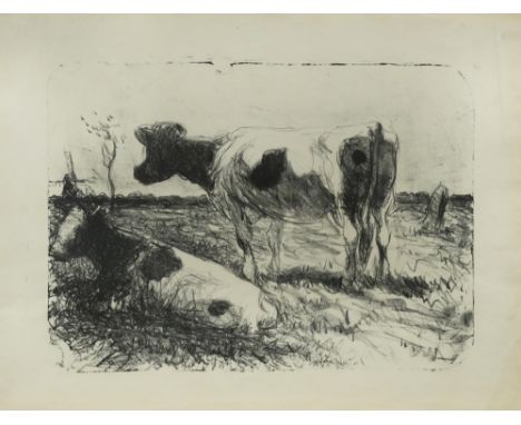 Harry Becker (British, 1865-1928) Friesian cows lithograph, unframed, various sizes (2) Provenance: From the collection of th