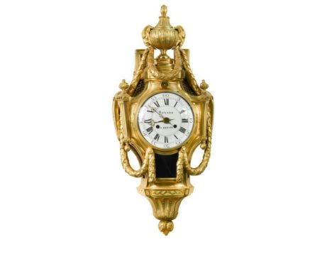 A French ormolu wall clock, 19th century, the 17cm convex white dial marked 'Renard a Rheims', with later associated Marti be