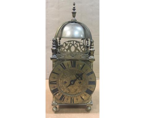 A late Victorian brass lantern clock, in 17th century style, the traditional design case signed 'J. Hocke fecit' to the chapt