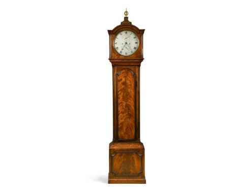 John Thwaites &amp; Co, London, a Regency mahogany longcase clock, the finial topped break arch hood with stop-fluted canted 