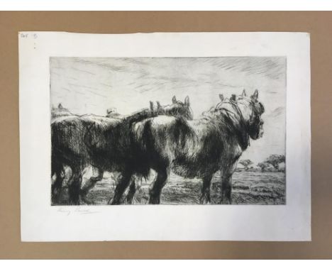 Harry Becker (British, 1865-1928) Two heavy horses signed lower left "Harry Becker" lithograph 35 x 49cm (14 x 19in) Provenan
