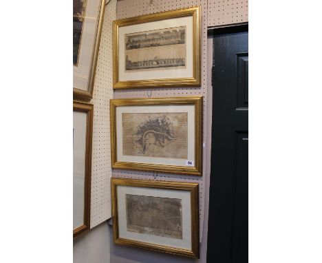 3 Gilt framed 19thC Prints of London inc the Thames and Environs 
