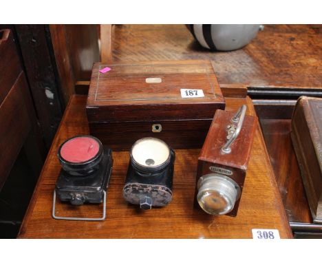 19thC Rosewood with mother of pearl inlay and assorted Vintage Lamps 