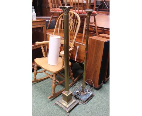 Brass Corinthian column standard lamp and a Marble and Brass Standard lamp 