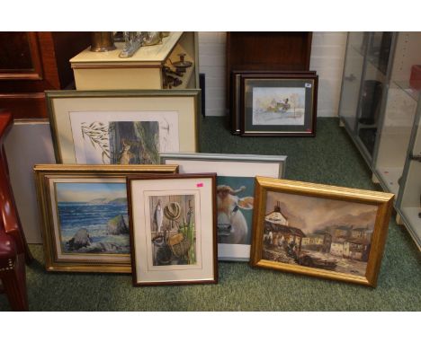 Collection of assorted Pictured and prints inc. Fishing related 