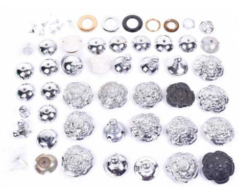 Quantity of  Police Helmet Fixings, including  13 x rose tops, 7 x ball tops, pair of chrome side roses plus other items, 