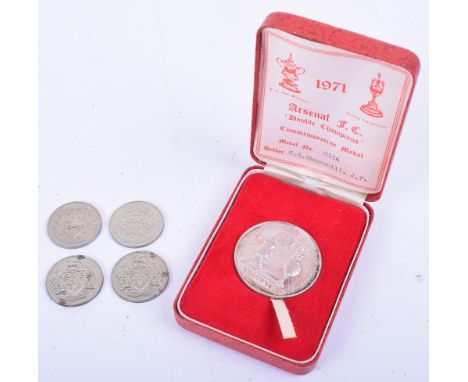 Arsenal Football Club 1971 Double Winners Commemorative Medal / Coin, being a silver medal numbered 0356 to the rim made to c