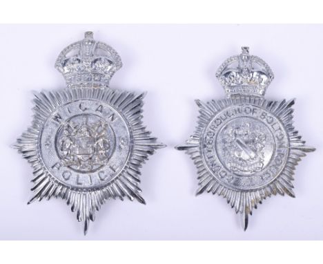 Wigan Police Helmet Plate, kings crown chromed example with separate centre piece. Accompanied by a kings crown chrome County