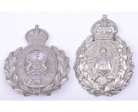 Sunderland Borough Police Helmet Plate, white metal kings crown helmet plate with one lug fitting to the reverse. Accompanied