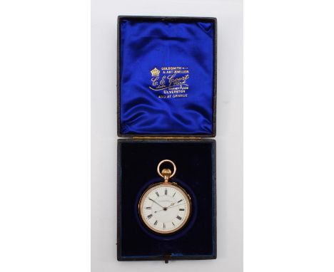 C.E. Court of Ulverston & Grance, a 9ct gold open face key less wind chronograph pocket watch, Chester, date rubbed, the enam